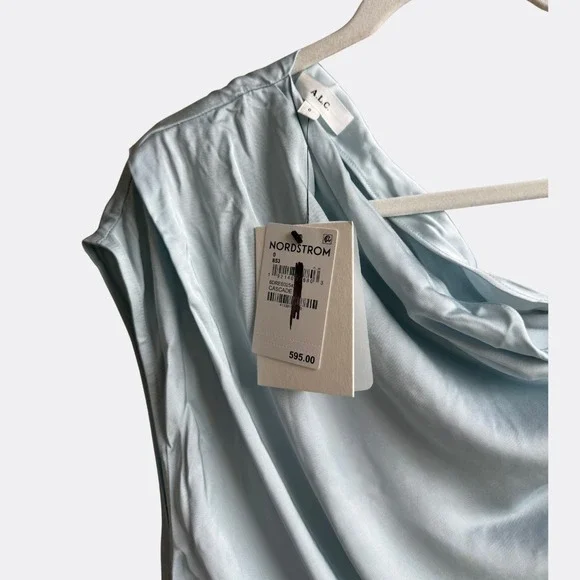 NWT A.L.C. Penny Satin Maxi Dress Cascade Blue sz 0 - Picture 4 of 9